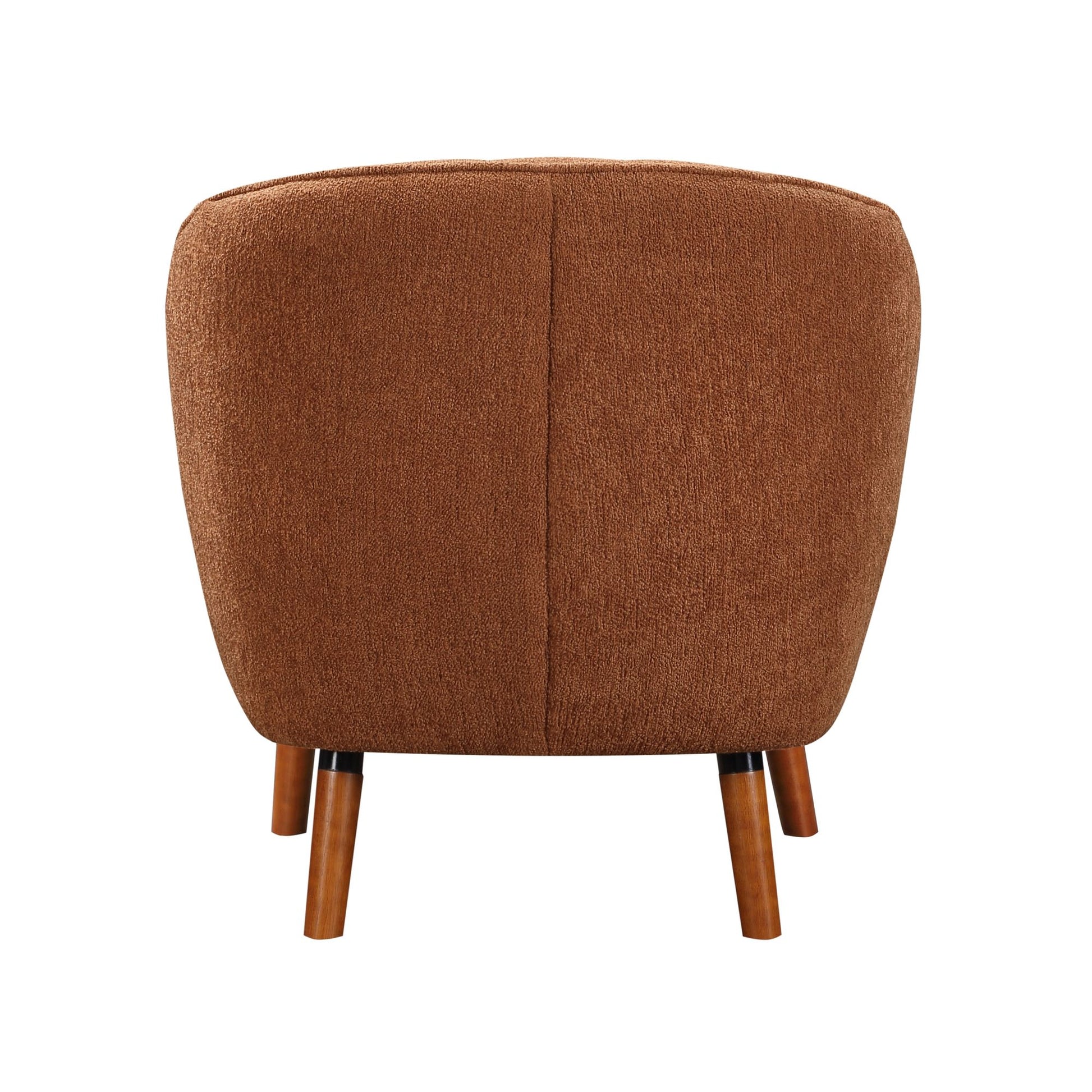 Mid-Century Modern Accent Chair 1pc Rust-hued Chenille Fabric Upholstered Channel Stitched Back Brown Legs Solid Wood Fu image 6