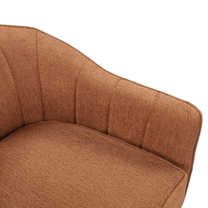 Mid-Century Modern Accent Chair 1pc Rust-hued Chenille Fabric Upholstered Channel Stitched Back Brown Legs Solid Wood Fu image 4