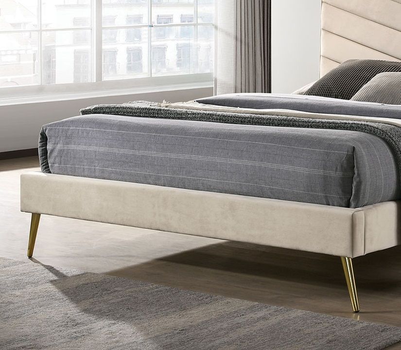 Mid-century Modern Beige Flannelette Chevron Tufted Design 1pc Eastern King Size Bed Padded Headboard Bedroom Furniture image 4