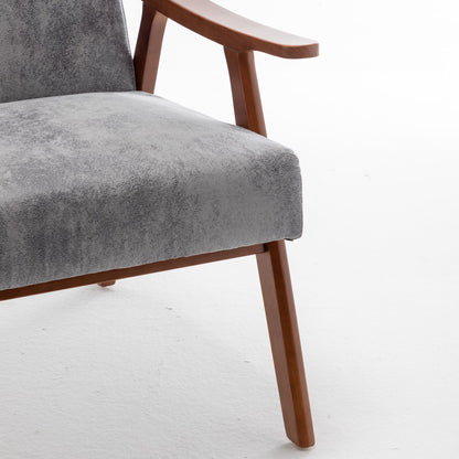 Mid-Century Modern Chair, Living Room Chair with Solid Wood Frame, Accent Chair Extra-Thick Backrest, Wingback Chair for image 2