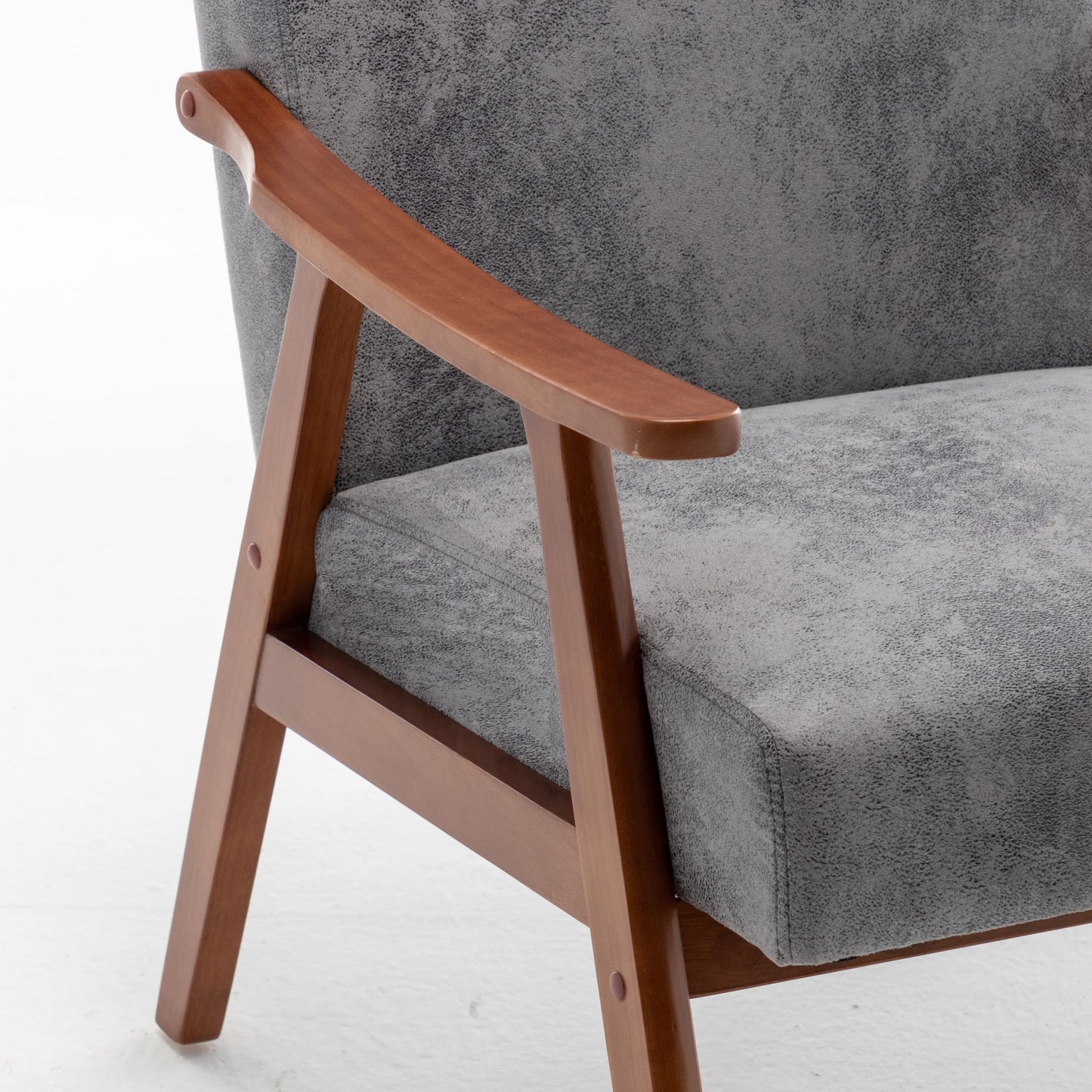 Mid-Century Modern Chair, Living Room Chair with Solid Wood Frame, Accent Chair Extra-Thick Backrest, Wingback Chair for image 1