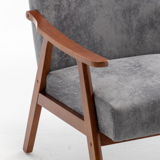 Mid-Century Modern Chair, Living Room Chair with Solid Wood Frame, Accent Chair Extra-Thick Backrest, Wingback Chair for image 1