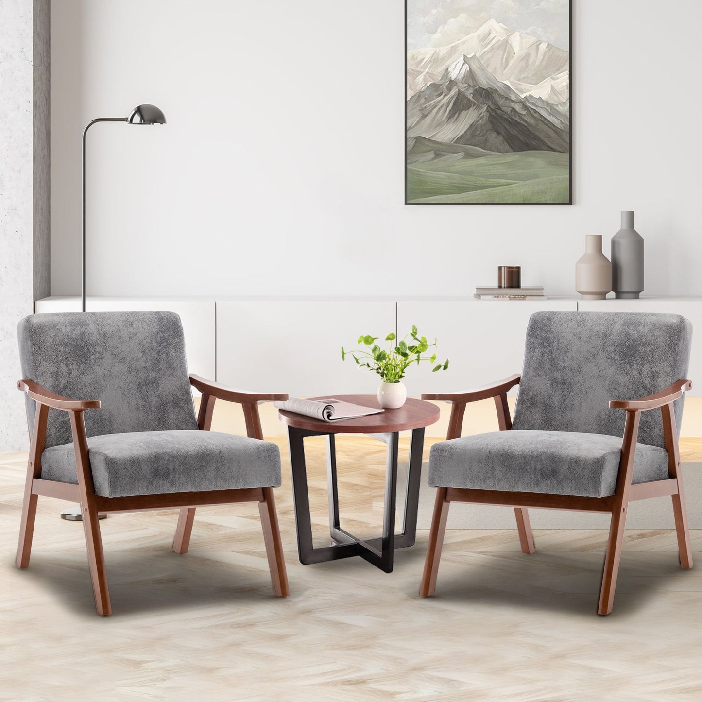 Mid-Century Modern Chair, Living Room Chair with Solid Wood Frame, Accent Chair Extra-Thick Backrest, Wingback Chair for image 13