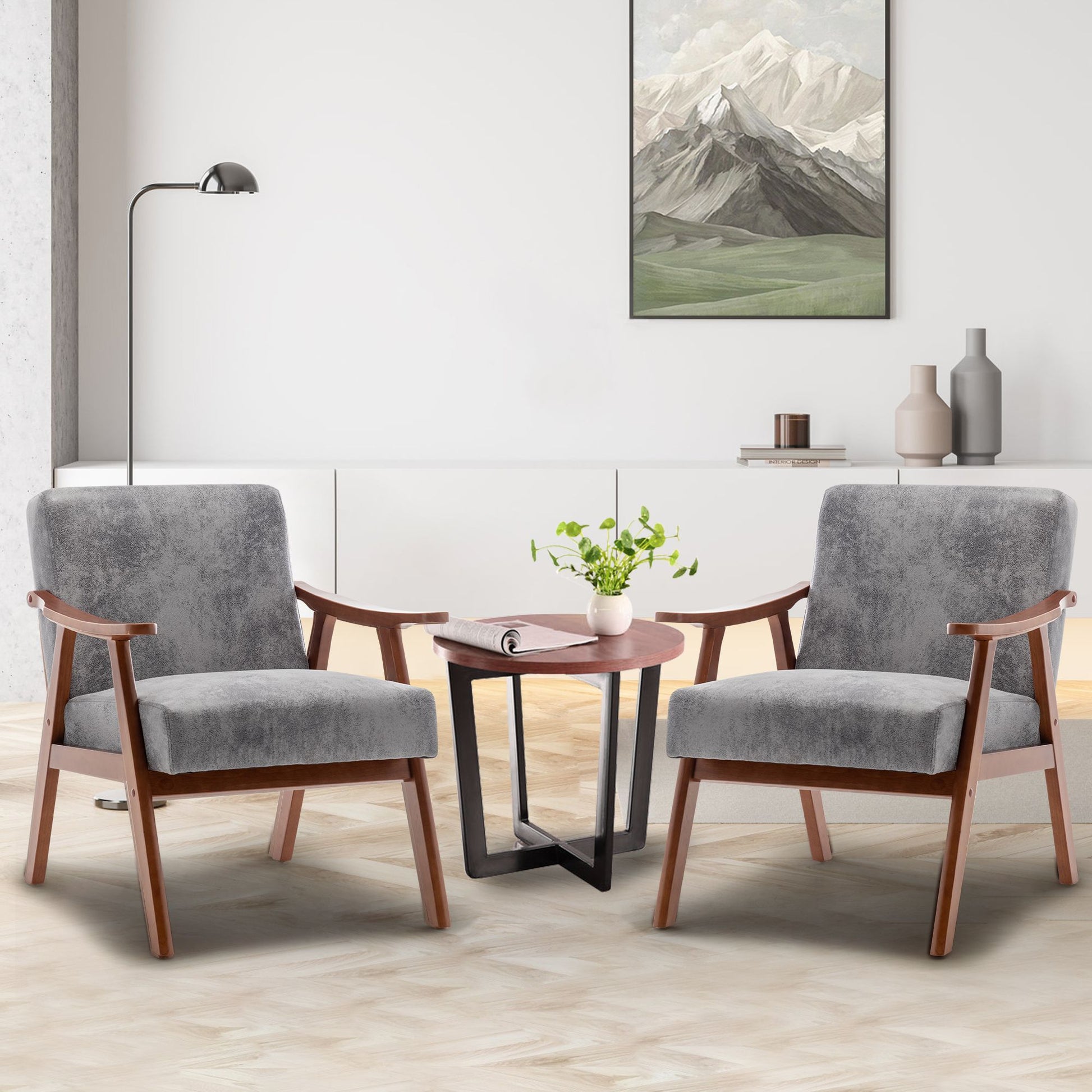 Mid-Century Modern Chair, Living Room Chair with Solid Wood Frame, Accent Chair Extra-Thick Backrest, Wingback Chair for image 13