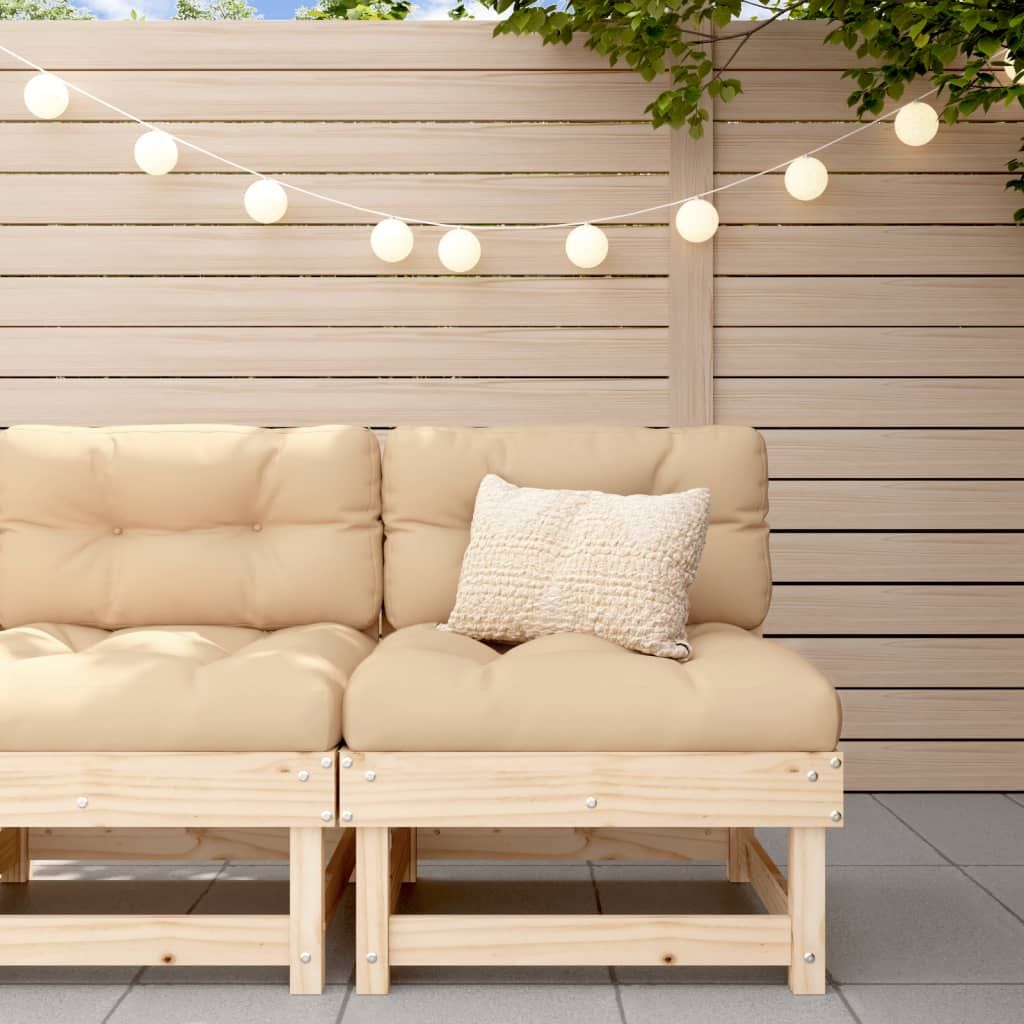 Middle Sofa with Cushions Solid Wood Pine image 1