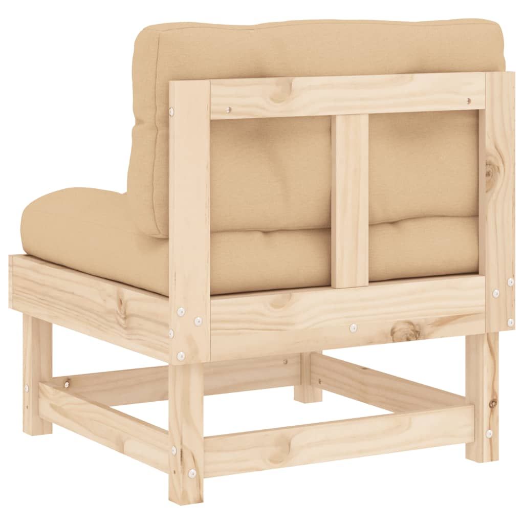 Middle Sofa with Cushions Solid Wood Pine image 5