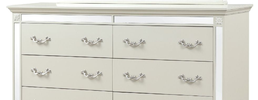 Milan Mirror Framed Dresser made with Wood in White(Includes Dresser only-Mirror not included) image 4