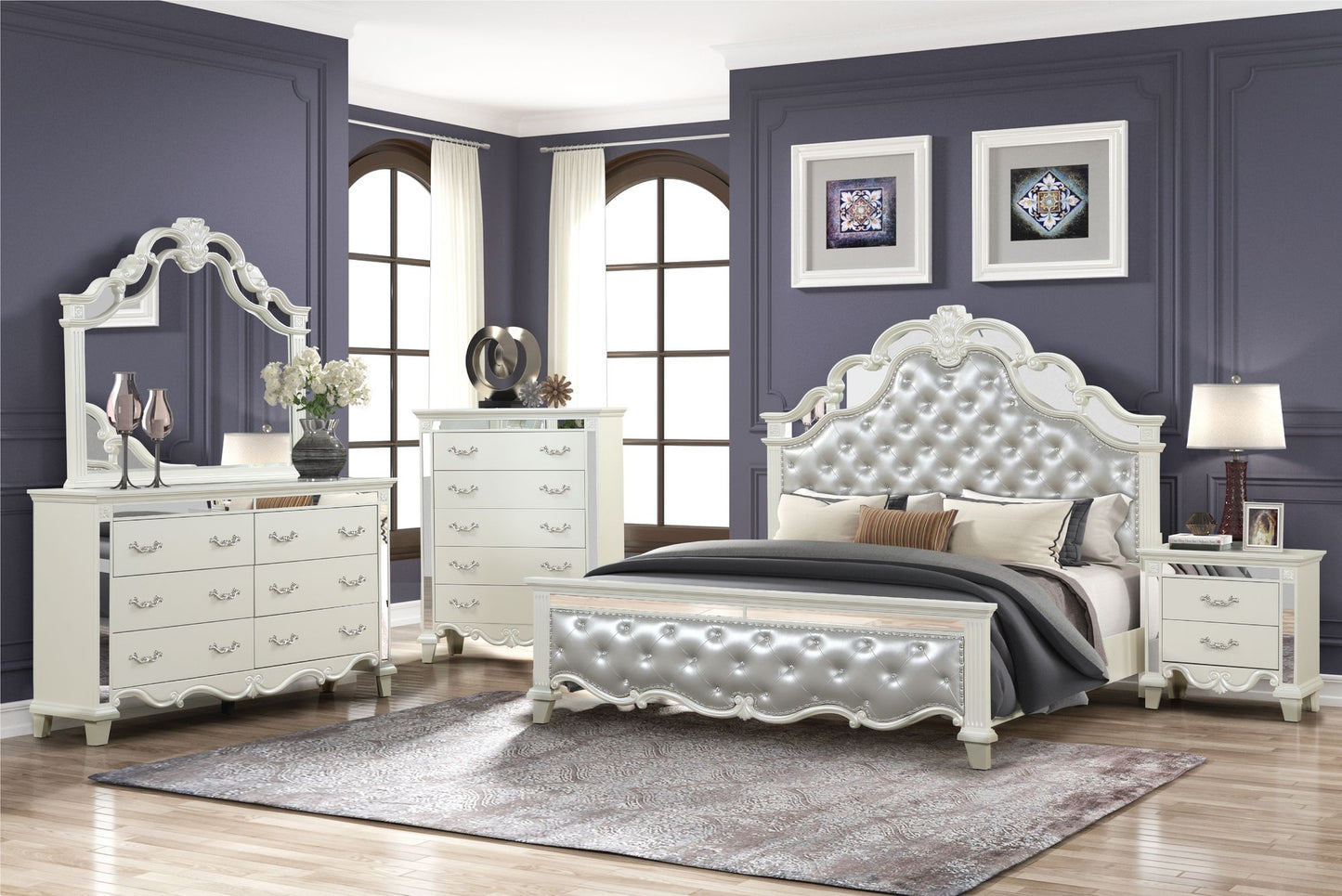Milan Mirror Framed Dresser made with Wood in White(Includes Dresser only-Mirror not included) image 6