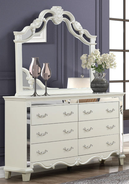 Milan Mirror Framed Dresser made with Wood in White(Includes Dresser only-Mirror not included) image 2