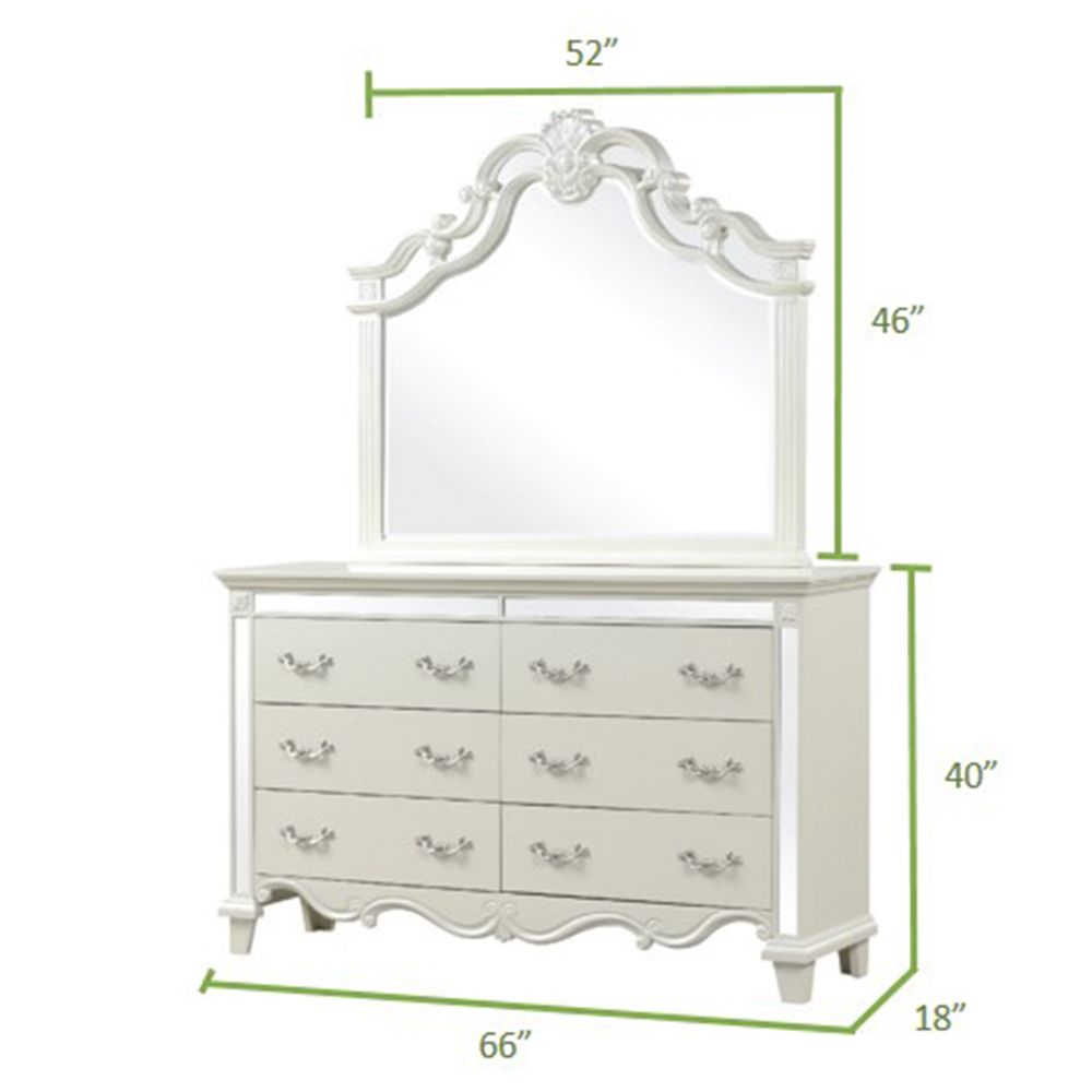 Milan Mirror Framed Dresser made with Wood in White(Includes Dresser only-Mirror not included) image 5