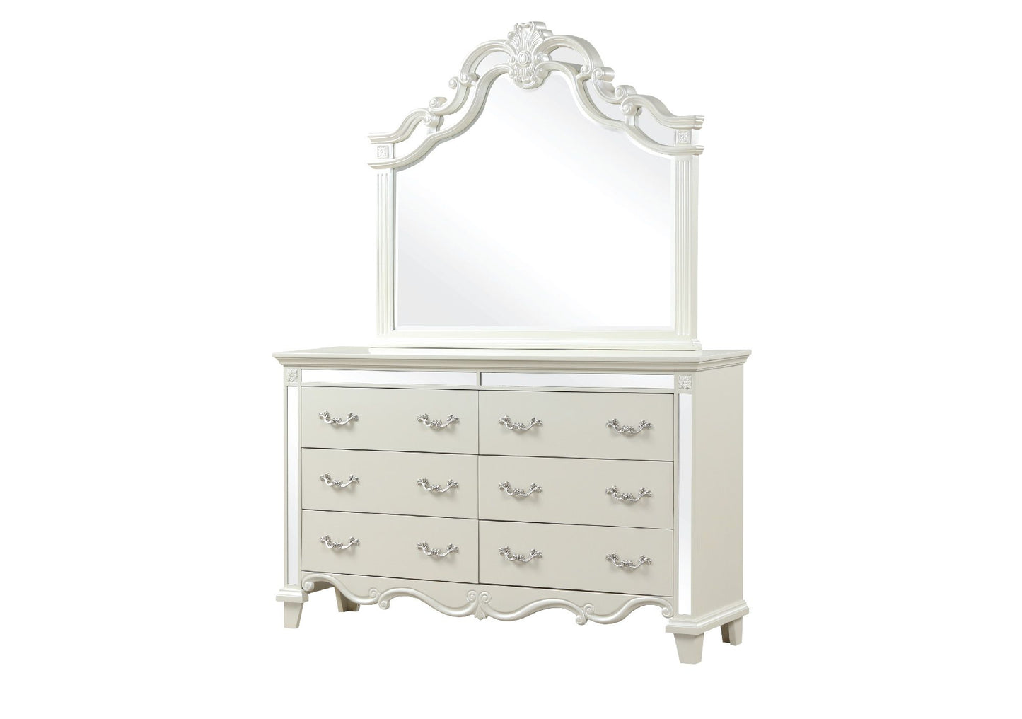 Milan Mirror Framed Dresser made with Wood in White(Includes Dresser only-Mirror not included) image 1