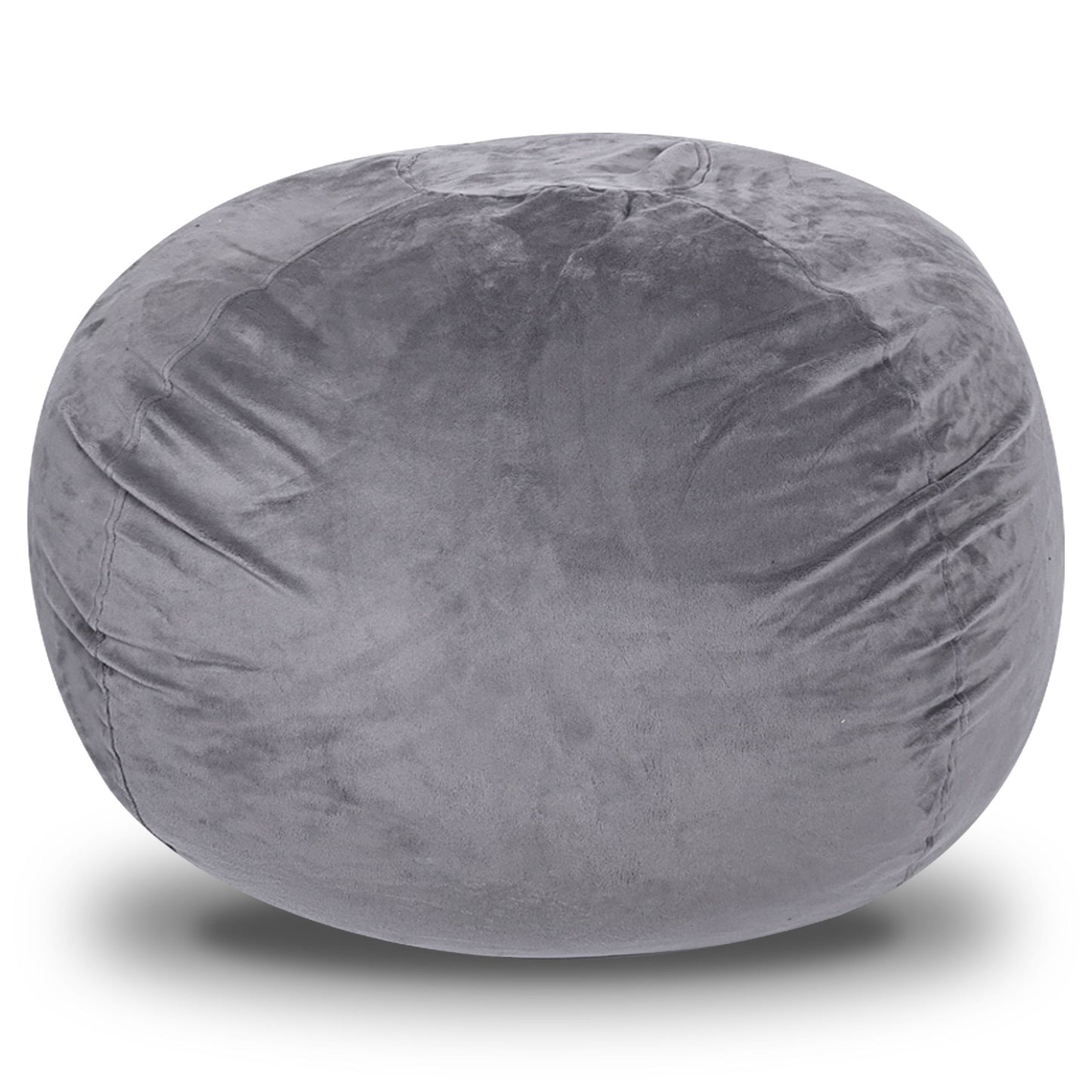 Minky Velvet Bean Bag Chair, Grey-5ft Plush Floor Chair for Kids and Adults w/ Washable Cover, Lounge Chair with Stretch image 5