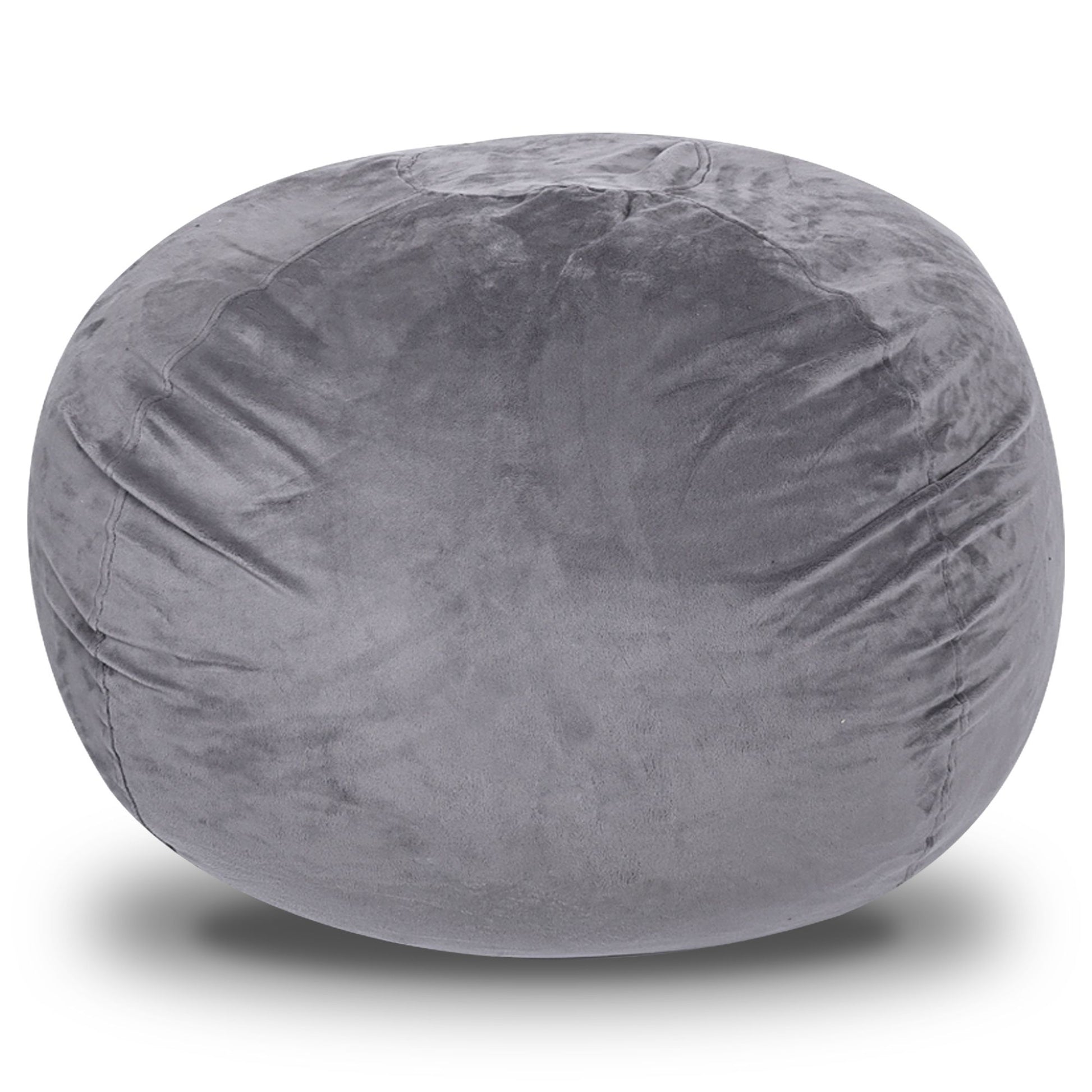 Minky Velvet Bean Bag Chair, Grey-5ft Plush Floor Chair for Kids and Adults w/ Washable Cover, Lounge Chair with Stretch image 5
