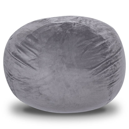 Minky Velvet Bean Bag Chair, Grey-5ft Plush Floor Chair for Kids and Adults w/ Washable Cover, Lounge Chair with Stretch image 5