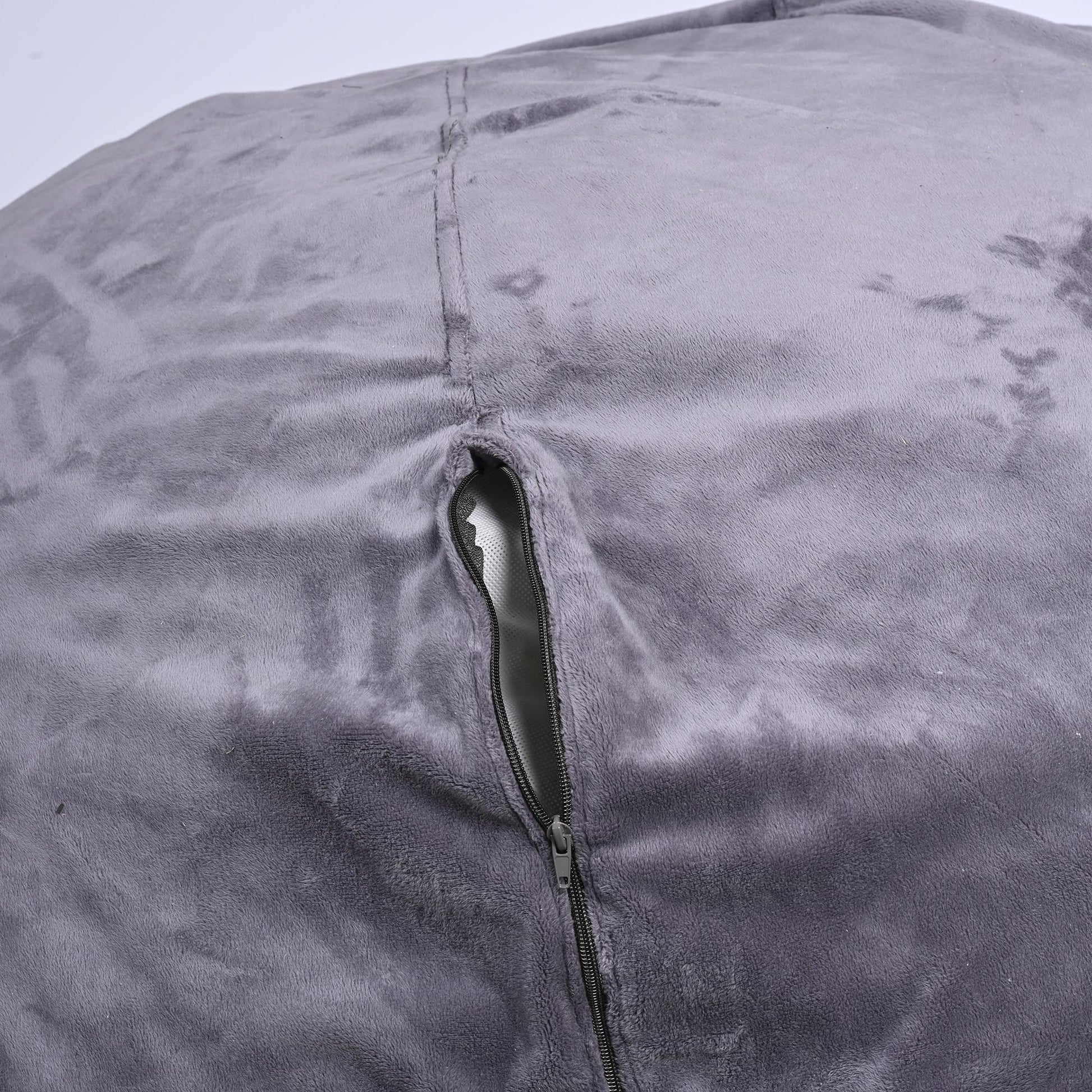 Minky Velvet Bean Bag Chair, Grey-5ft Plush Floor Chair for Kids and Adults w/ Washable Cover, Lounge Chair with Stretch image 9