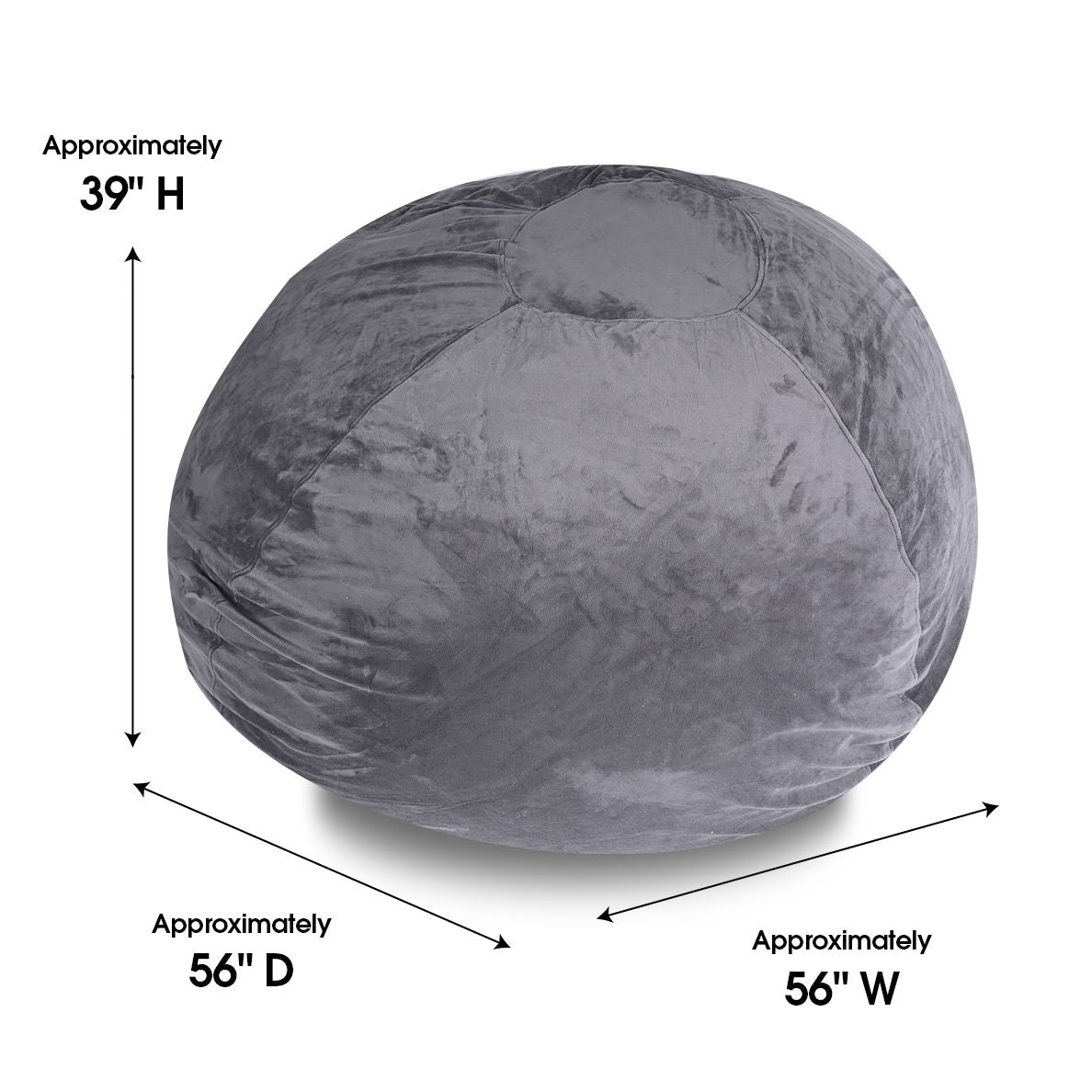 Minky Velvet Bean Bag Chair, Grey-5ft Plush Floor Chair for Kids and Adults w/ Washable Cover, Lounge Chair with Stretch image 6