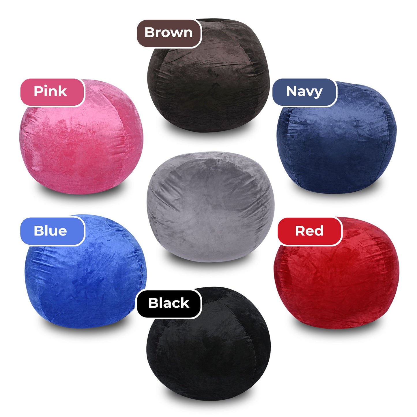 Minky Velvet Bean Bag Chair, Grey-5ft Plush Floor Chair for Kids and Adults w/ Washable Cover, Lounge Chair with Stretch image 7