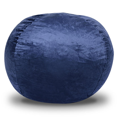 Minky Velvet Bean Bag Chair, Navy-5ft Plush Floor Chair for Kids and Adults w/ Washable Cover, Lounge Chair with Stretch image 5