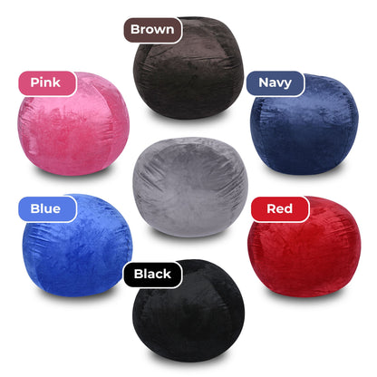 Minky Velvet Bean Bag Chair, Navy-5ft Plush Floor Chair for Kids and Adults w/ Washable Cover, Lounge Chair with Stretch image 7
