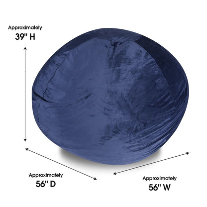 Minky Velvet Bean Bag Chair, Navy-5ft Plush Floor Chair for Kids and Adults w/ Washable Cover, Lounge Chair with Stretch image 6