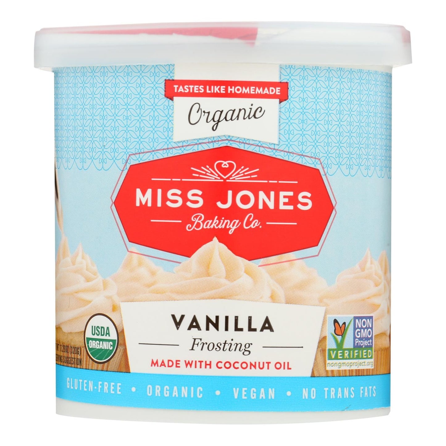 Miss Jones Baking Organic Frosting - Vanilla Buttercream - Case Of 6 - 320 Gram image 1