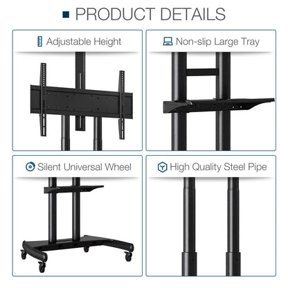 Mobile TV Stand Rolling TV Cart with Locking Wheels for 55-85 Inch  TV Stand with Laptop Shelf image 4