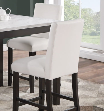 Modern 5pc Counter Height Dining Set Kitchen Dinette Faux Marble Top Table and 4x High Chairs White Faux Leather Cushion image 8