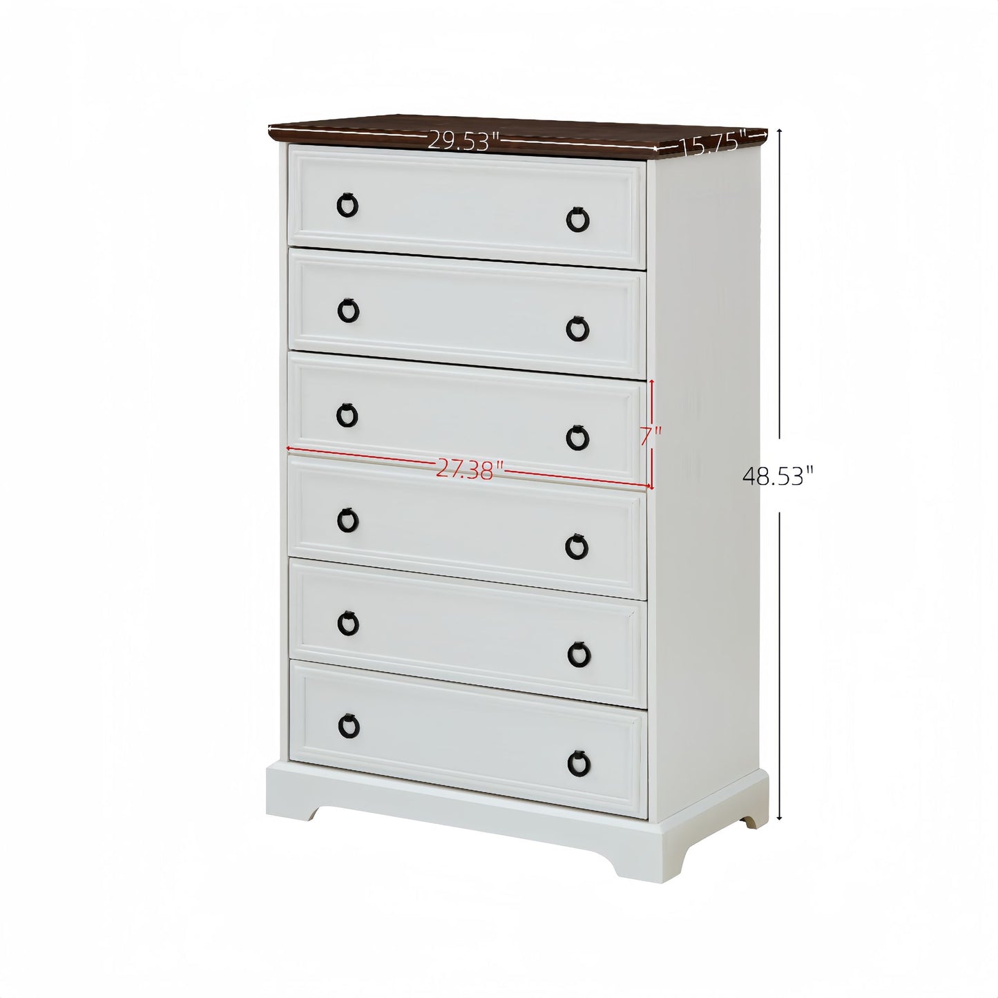 Modern 6 Drawer Dresser, Dressers for Bedroom, Tall Chest of Drawers Closet Organizers & Storage Clothes - Easy Pull Han image 7