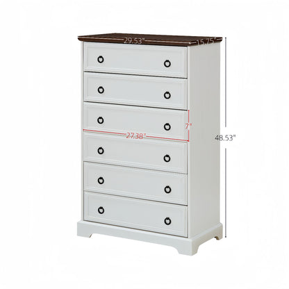 Modern 6 Drawer Dresser, Dressers for Bedroom, Tall Chest of Drawers Closet Organizers & Storage Clothes - Easy Pull Han image 7
