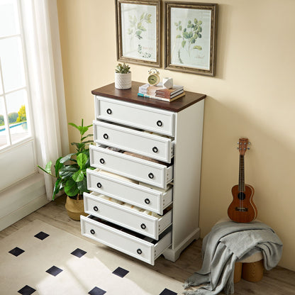 Modern 6 Drawer Dresser, Dressers for Bedroom, Tall Chest of Drawers Closet Organizers & Storage Clothes - Easy Pull Han image 3
