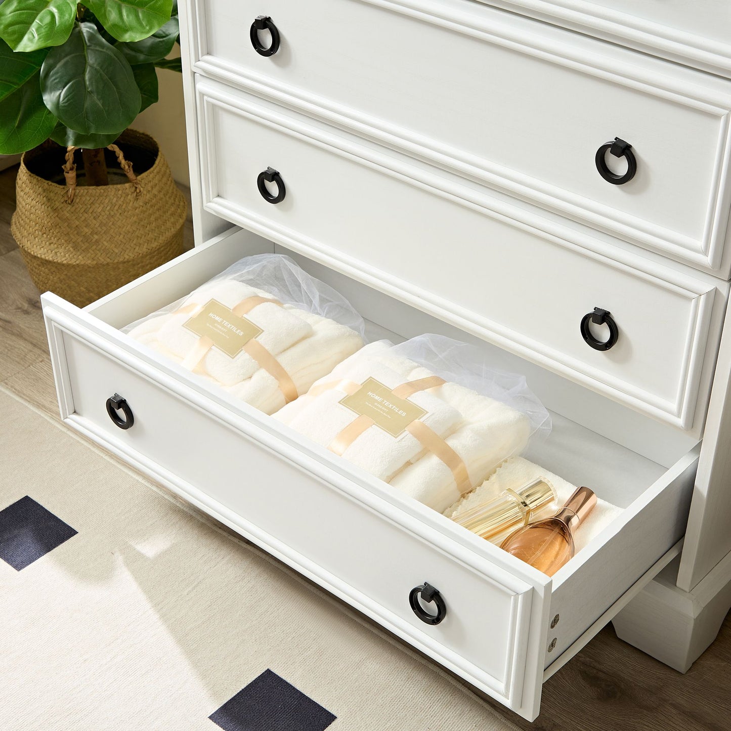 Modern 6 Drawer Dresser, Dressers for Bedroom, Tall Chest of Drawers Closet Organizers & Storage Clothes - Easy Pull Han image 5