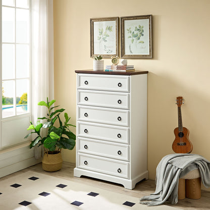 Modern 6 Drawer Dresser, Dressers for Bedroom, Tall Chest of Drawers Closet Organizers & Storage Clothes - Easy Pull Han image 2