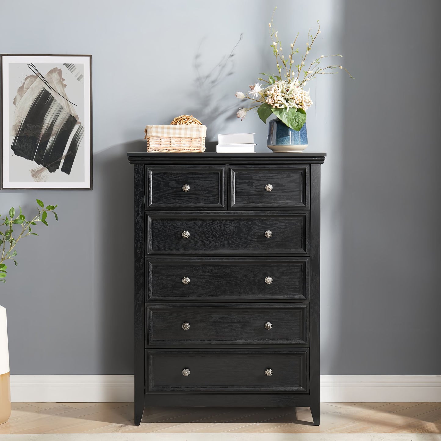 Modern 6 Drawers Dresser 6 Drawers Cabinet,Chest of Drawers Closet Organizers and Storage Clothes Storage Drawers Cabine image 1