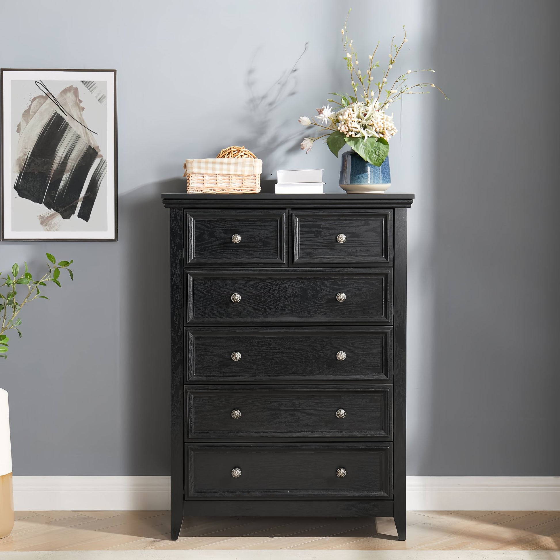 Modern 6 Drawers Dresser 6 Drawers Cabinet,Chest of Drawers Closet Organizers and Storage Clothes Storage Drawers Cabine image 1
