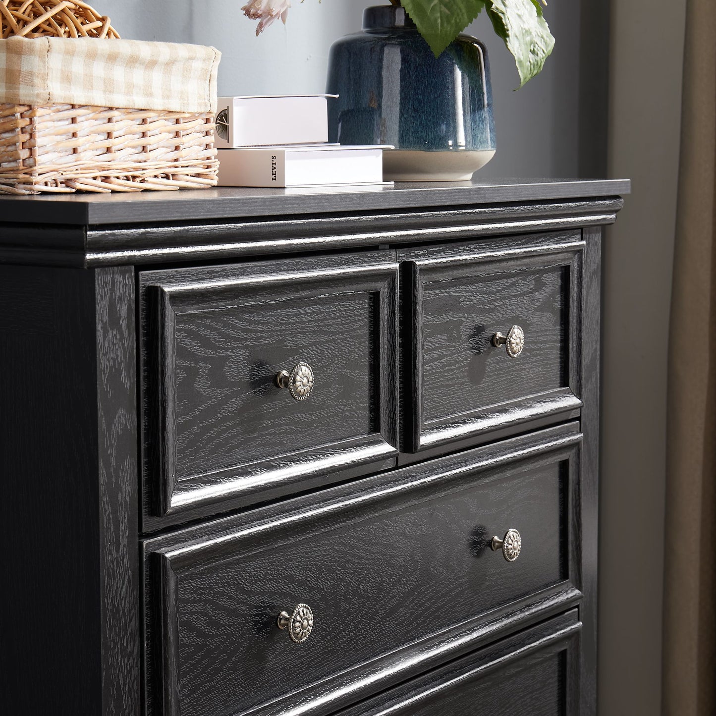 Modern 6 Drawers Dresser 6 Drawers Cabinet,Chest of Drawers Closet Organizers and Storage Clothes Storage Drawers Cabine image 8