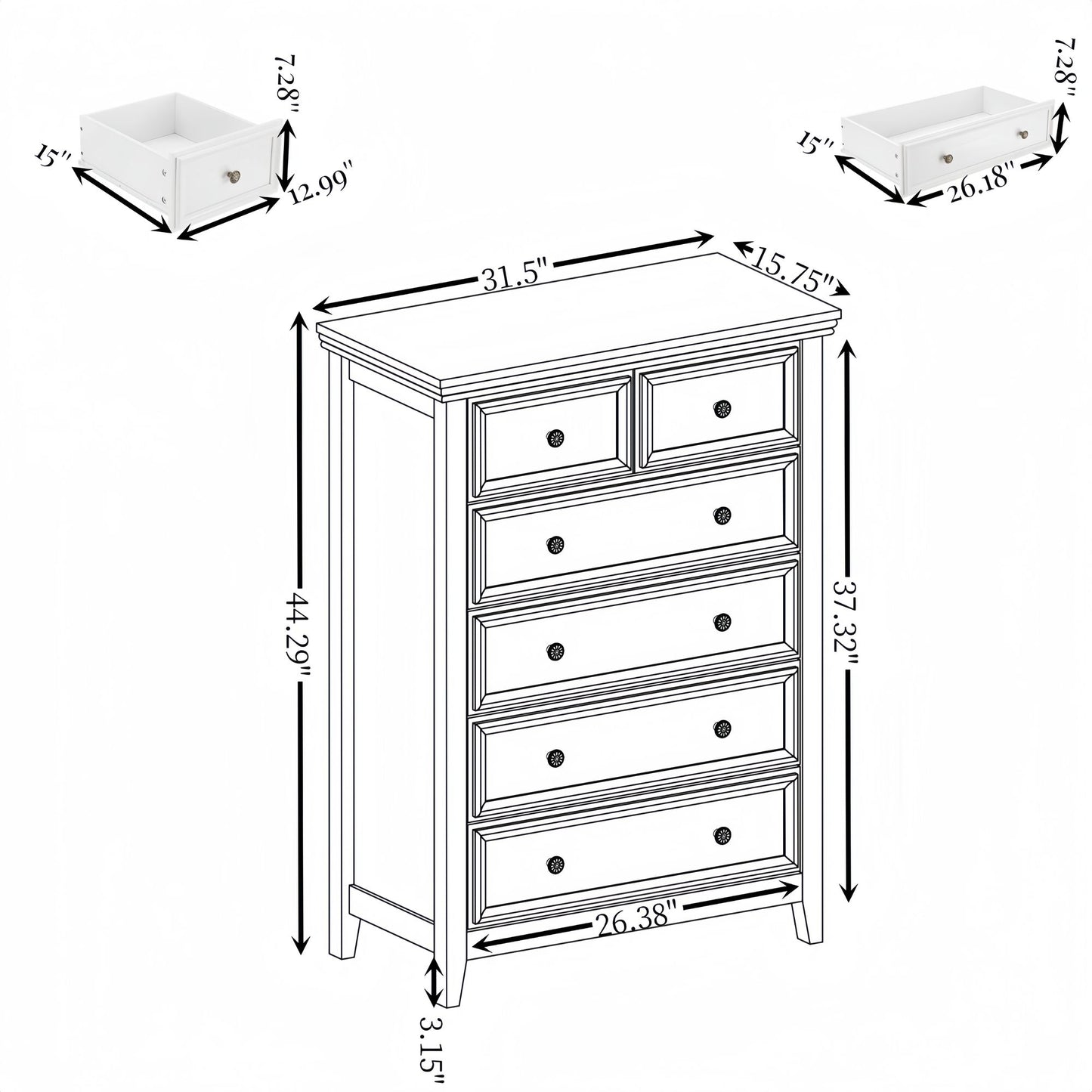Modern 6 Drawers Dresser 6 Drawers Cabinet,Chest of Drawers Closet Organizers and Storage Clothes Storage Drawers Cabine image 13