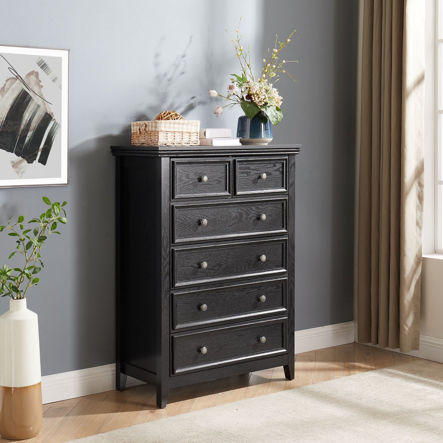 Modern 6 Drawers Dresser 6 Drawers Cabinet,Chest of Drawers Closet Organizers and Storage Clothes Storage Drawers Cabine image 2