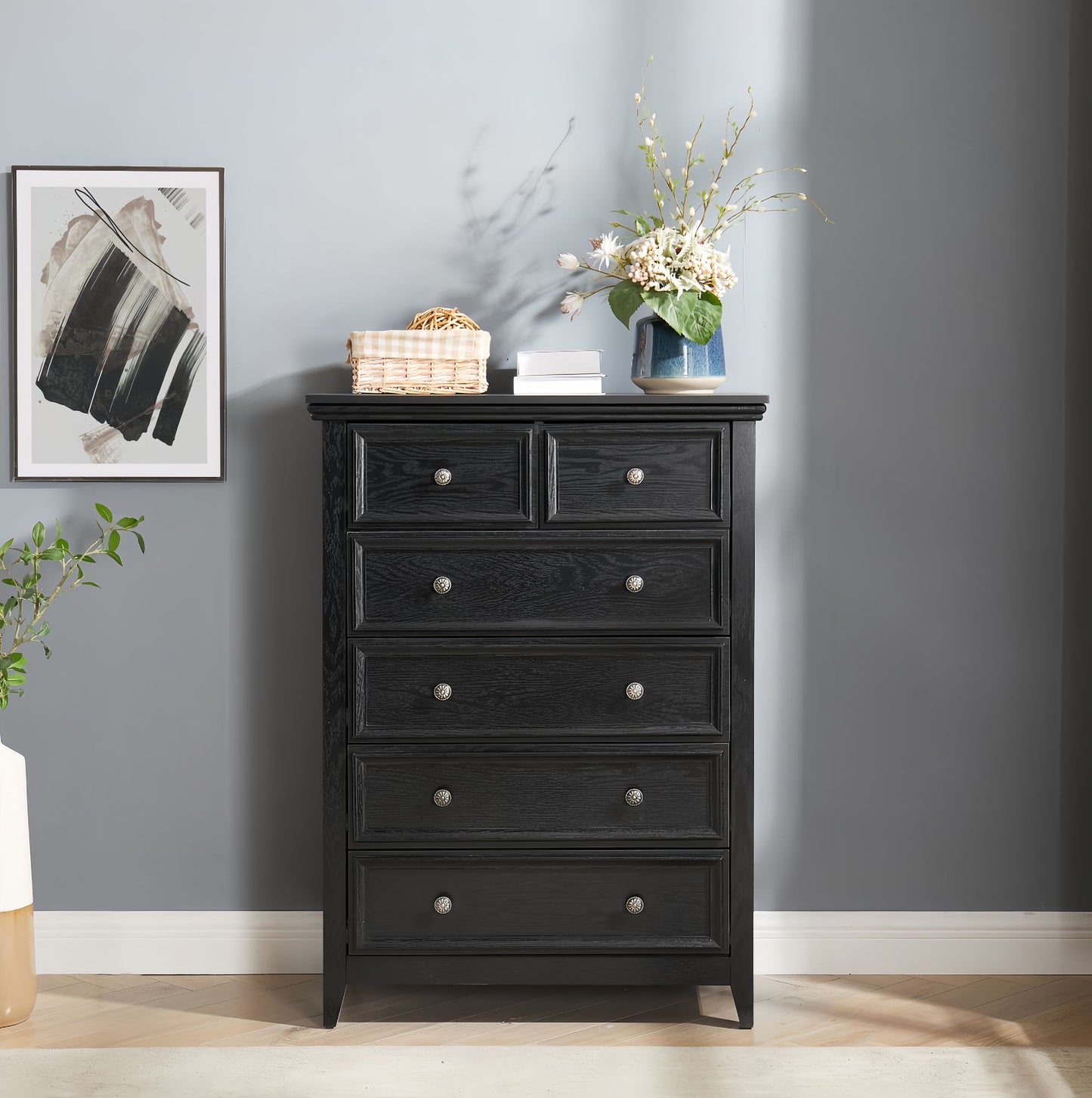 Modern 6 Drawers Dresser 6 Drawers Cabinet,Chest of Drawers Closet Organizers and Storage Clothes Storage Drawers Cabine image 4