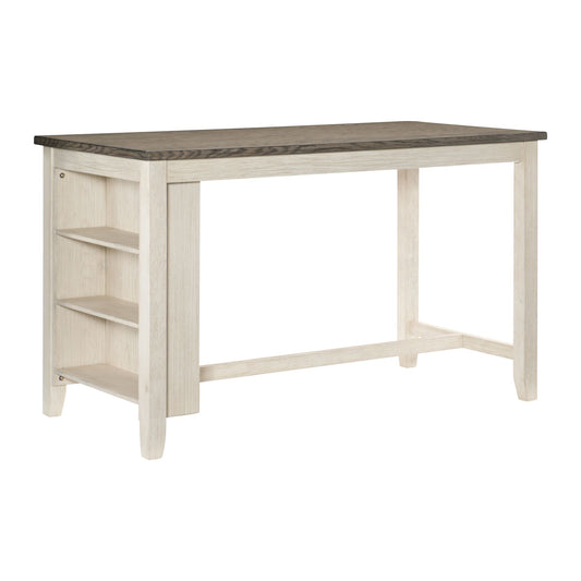 Modern Antique White and Rosy Brown 1pc Counter Height Table with Built-in Shelves Wooden Multifunctional Kitchen Dining image 1