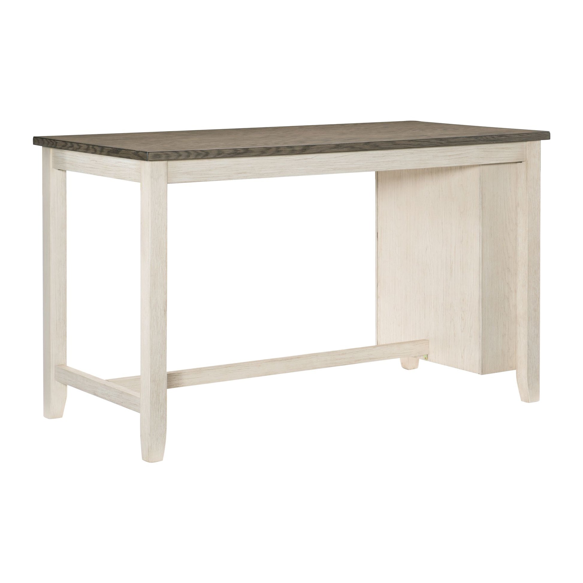 Modern Antique White and Rosy Brown 1pc Counter Height Table with Built-in Shelves Wooden Multifunctional Kitchen Dining image 2