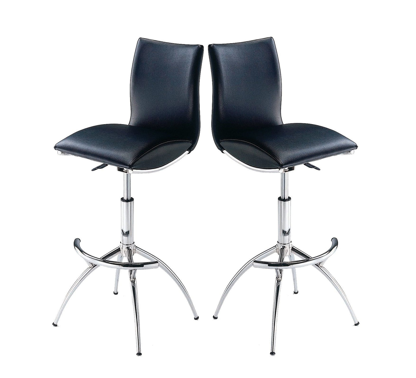 Modern Barstool Leatherette/Chrome Adjustable Height In Black Color image 2