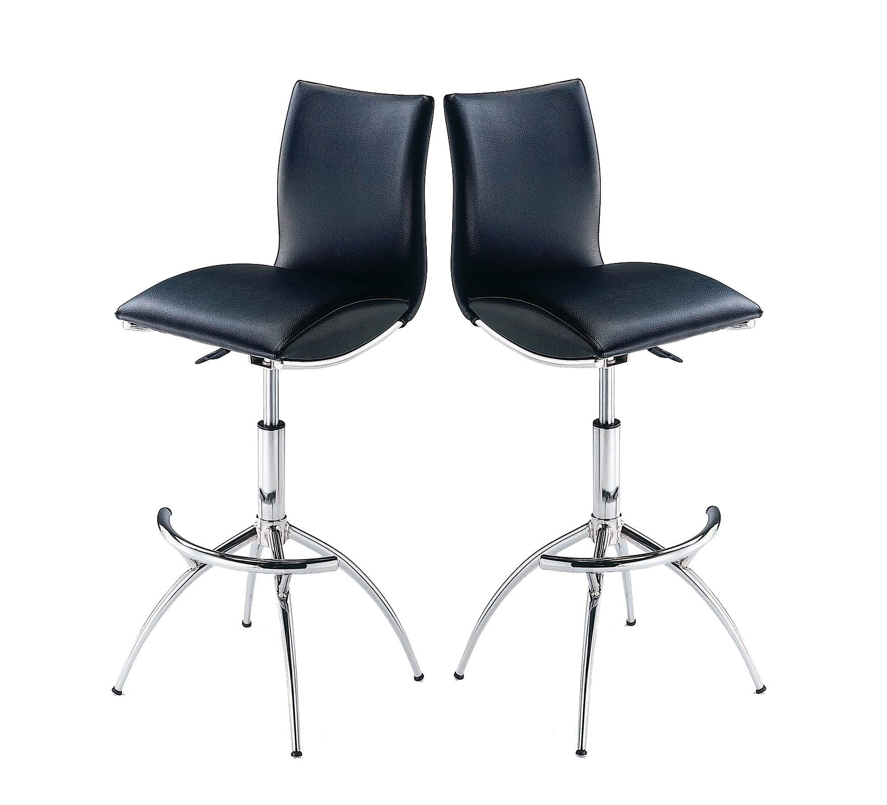 Modern Barstool Leatherette/Chrome Adjustable Height In Black Color image 2