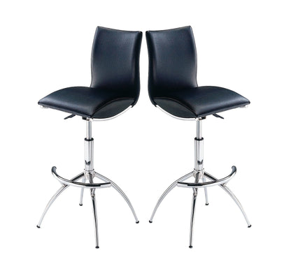 Modern Barstool Leatherette/Chrome Adjustable Height In Black Color image 2