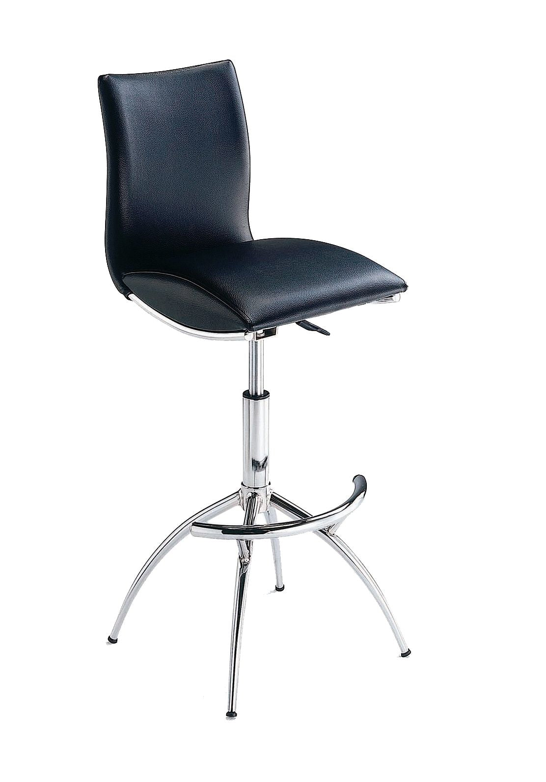 Modern Barstool Leatherette/Chrome Adjustable Height In Black Color image 4