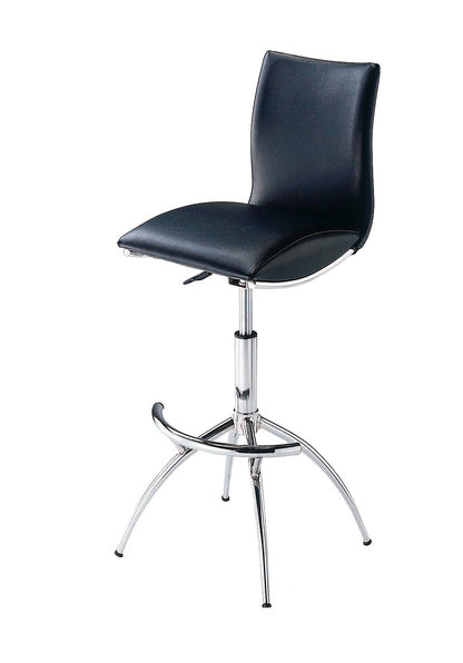 Modern Barstool Leatherette/Chrome Adjustable Height In Black Color image 5