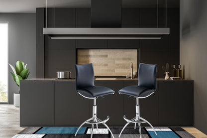Modern Barstool Leatherette/Chrome Adjustable Height In Black Color image 1