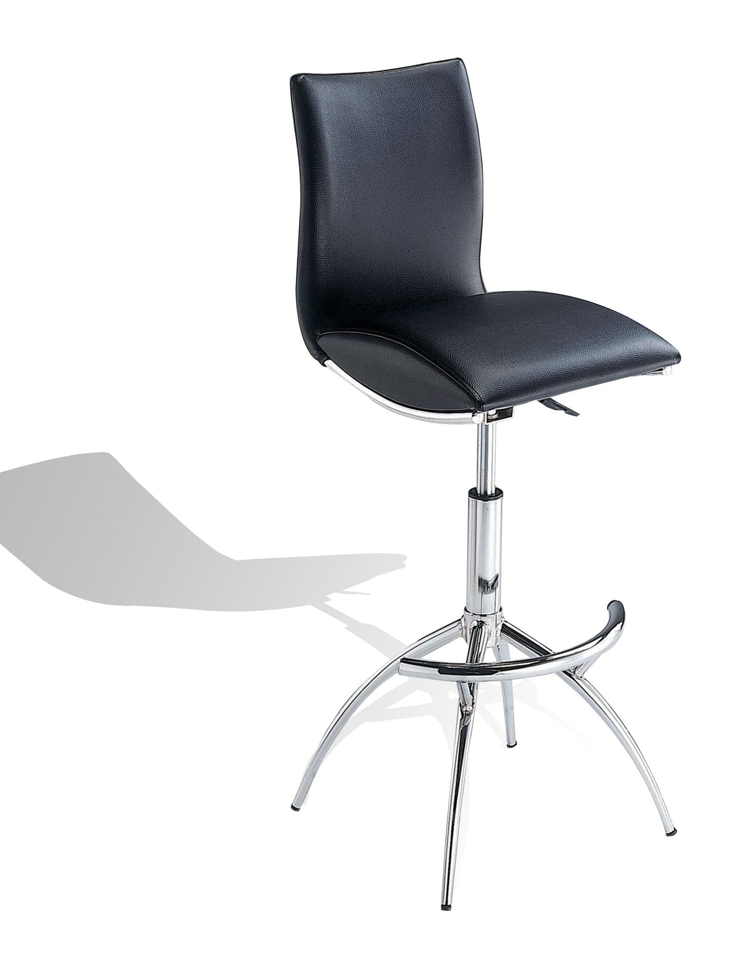 Modern Barstool Leatherette/Chrome Adjustable Height In Black Color image 3