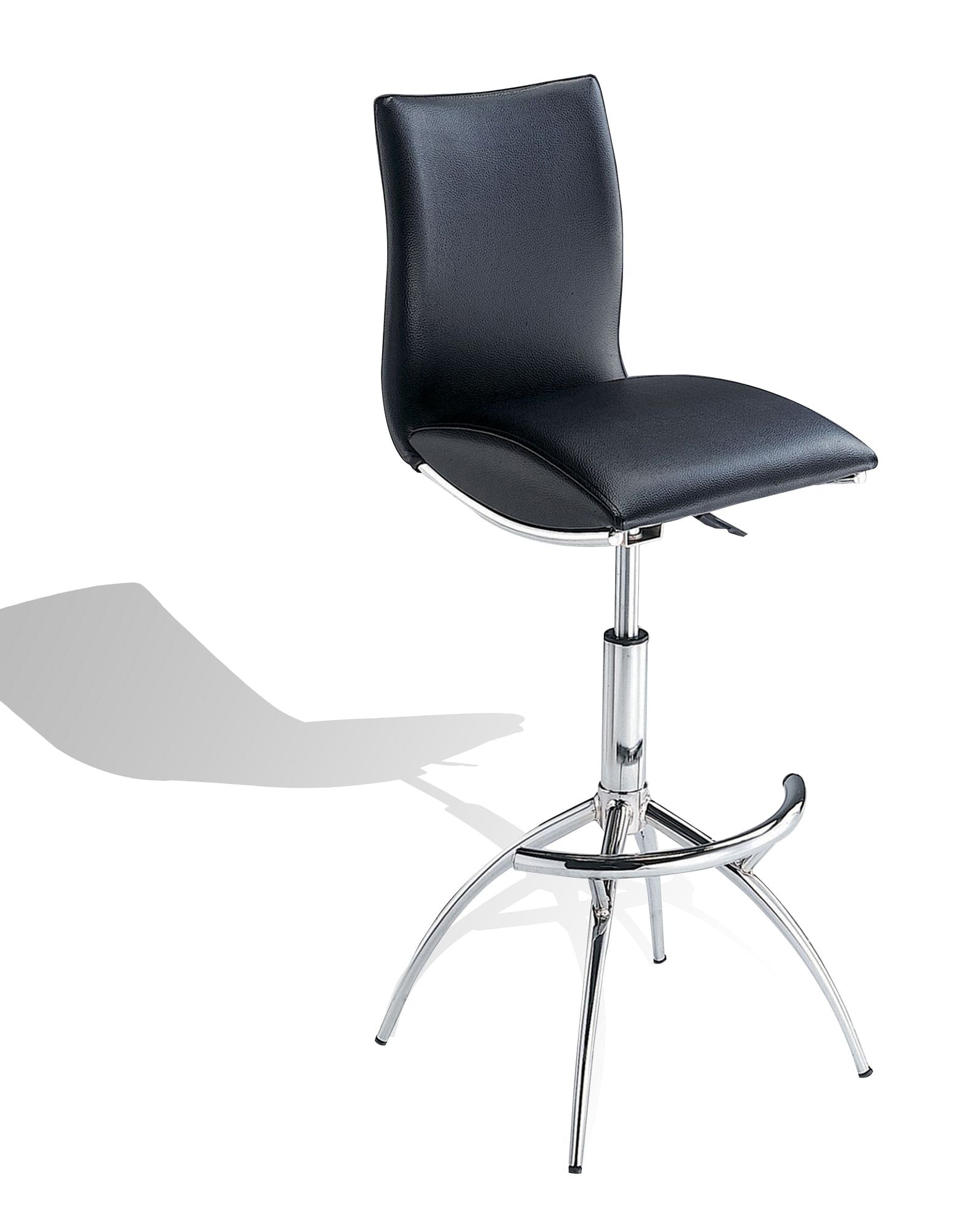 Modern Barstool Leatherette/Chrome Adjustable Height In Black Color image 3