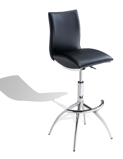 Modern Barstool Leatherette/Chrome Adjustable Height In Black Color image 3
