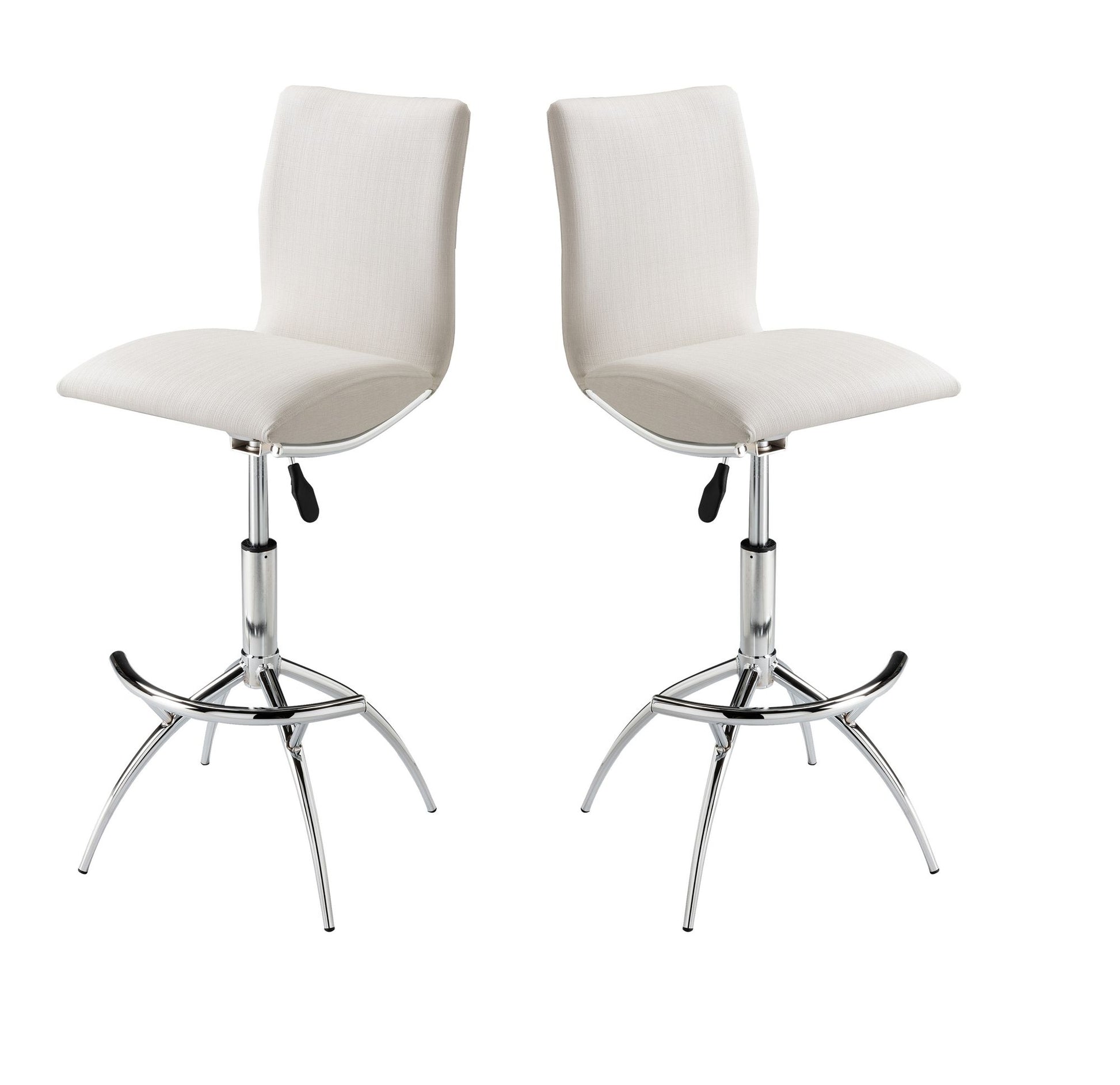 Modern barstool soft white leatherette chrome adjustable height side view
